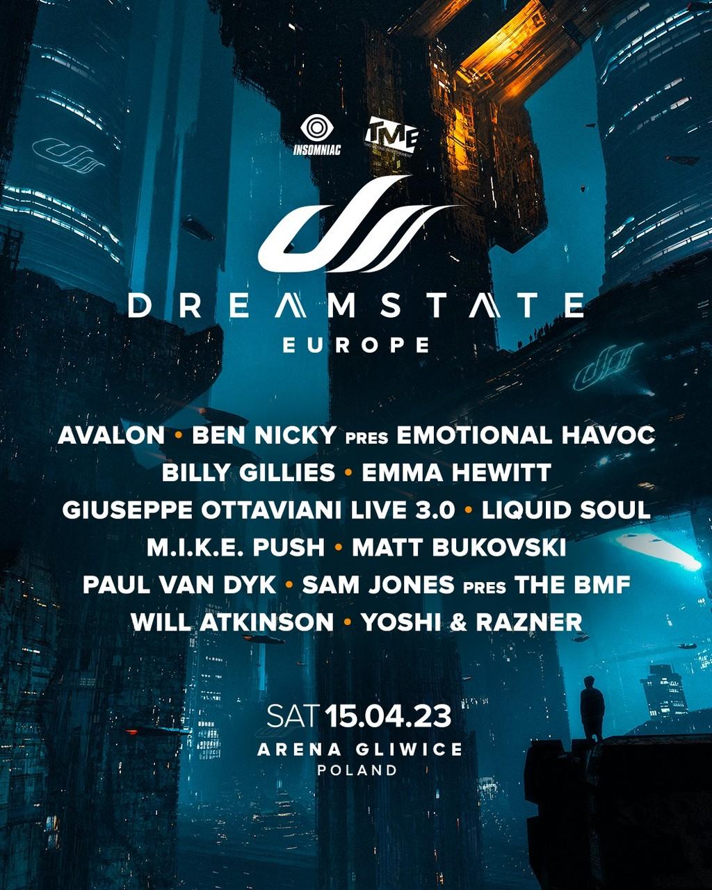 Lineup Poster Dreamstate Europe 2023