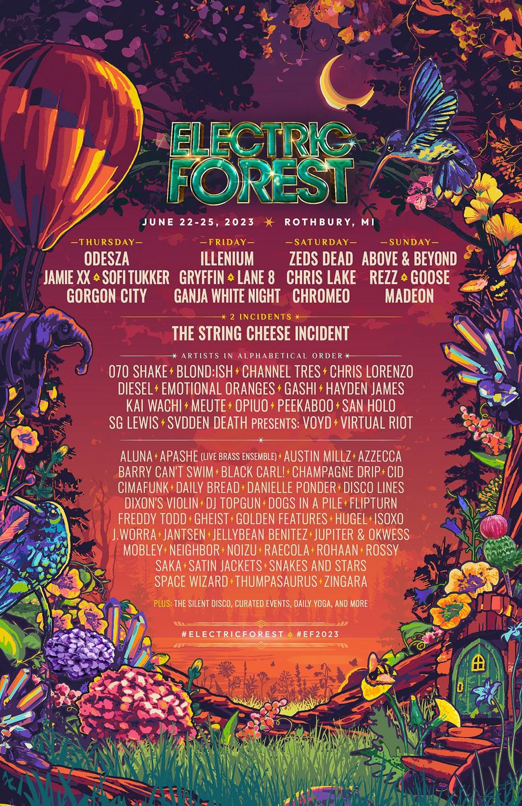 Lineup Poster Electric Forest 2023