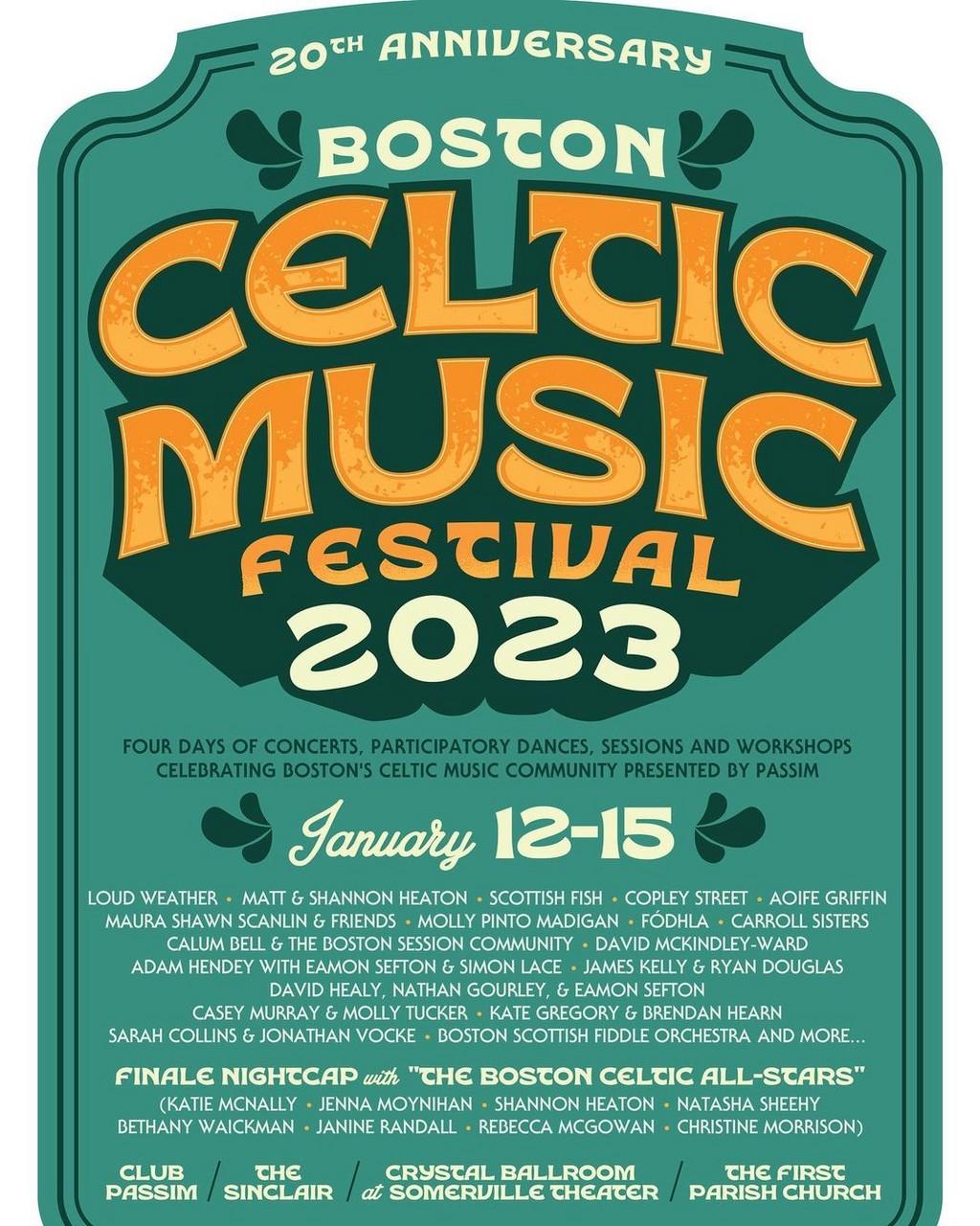 Lineup Poster Boston Celtic Music Festival 2023