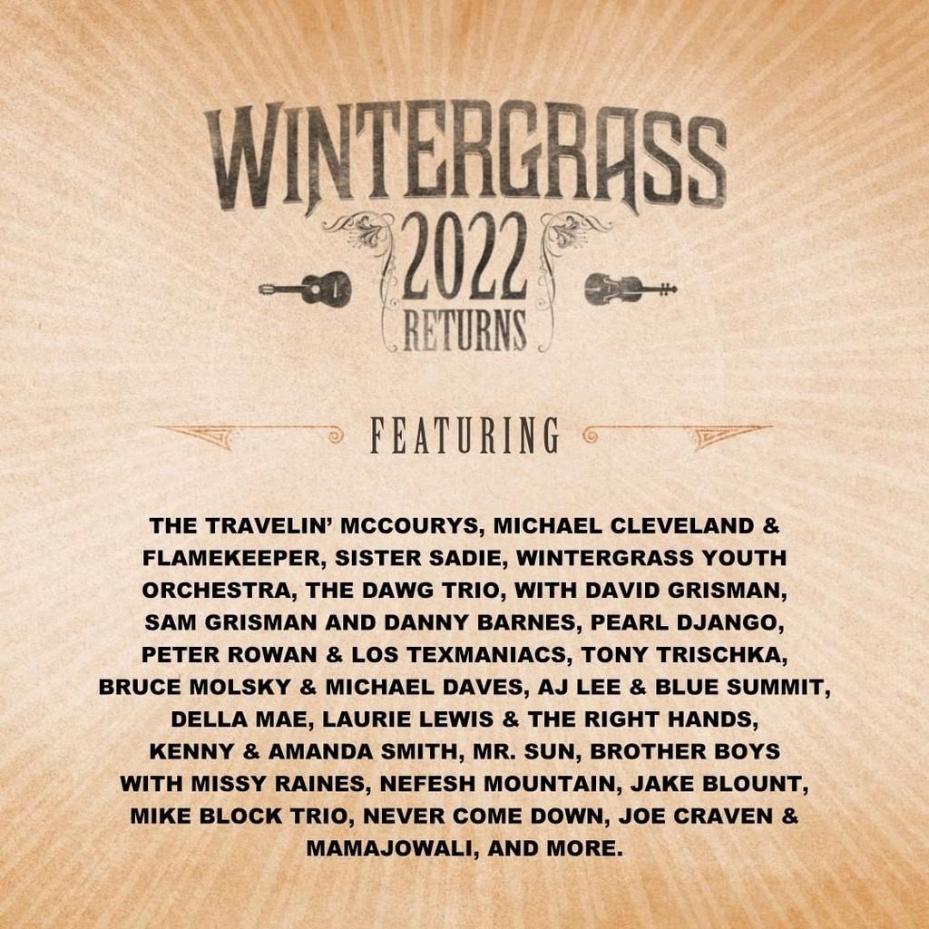 Lineup Poster Wintergrass Music Festival 2022