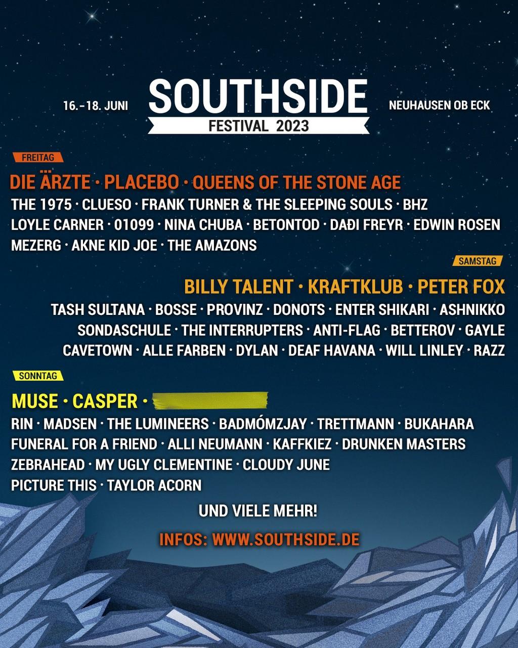 Lineup Poster Southside Festival 2023
