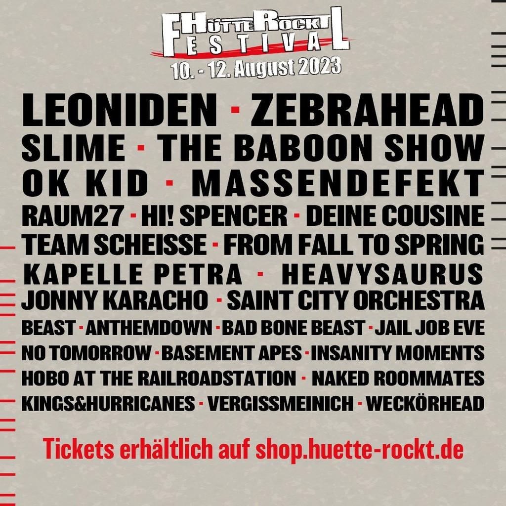 Lineup Poster Hütte Rockt Festival 2023