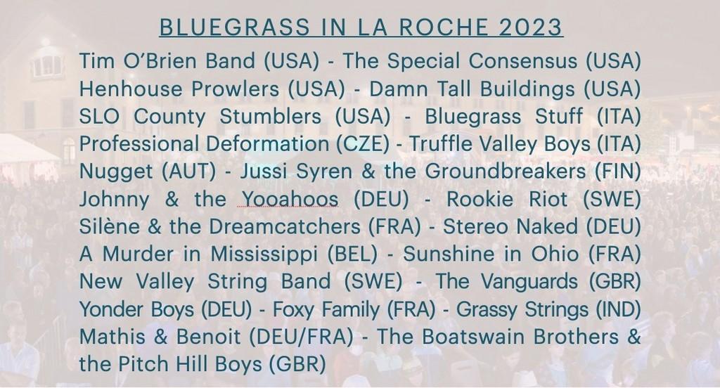 Lineup Poster Bluegrass in La Roche Festival 2023