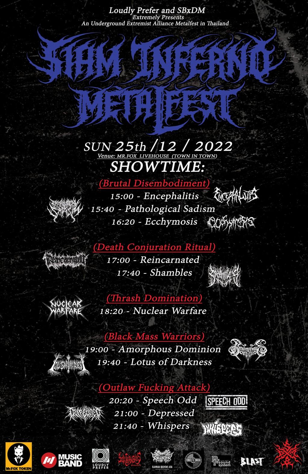 Lineup Poster Siam Inferno Metalfest 2022