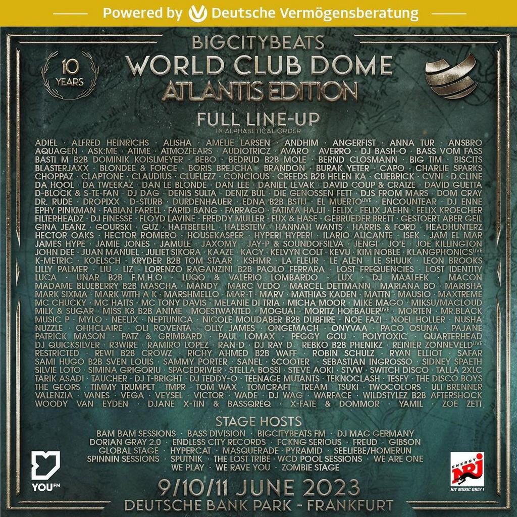 Lineup Poster World Club Dome Atlantis Edition 2023