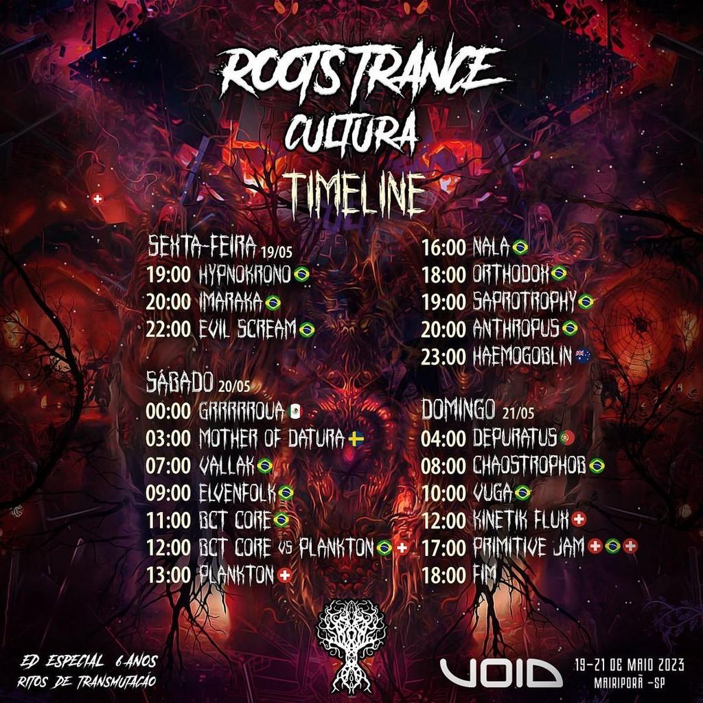Lineup Poster Roots Trance Cultura 2023