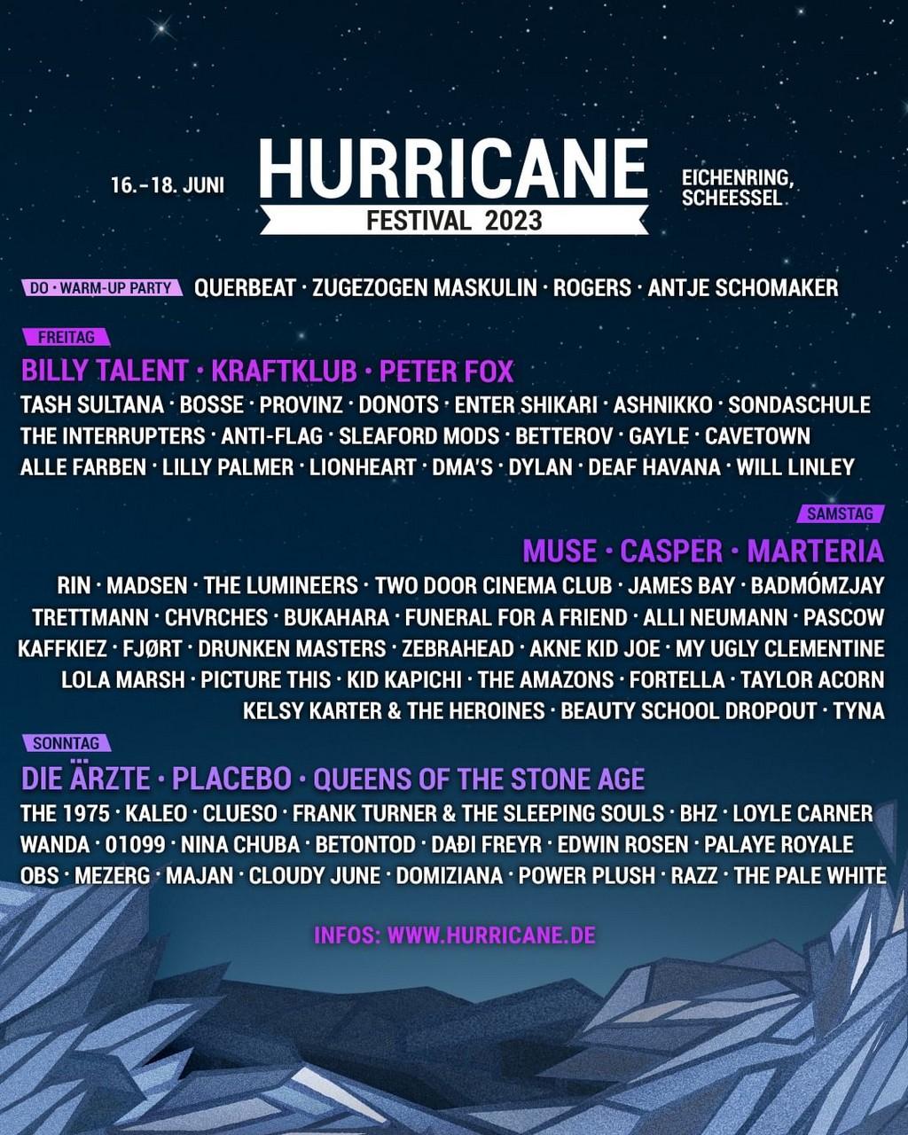 Lineup Poster Hurricane Festival 2023