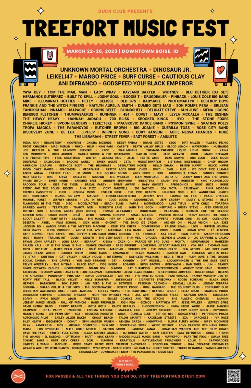 Lineup Poster Treefort Music Fest 2023