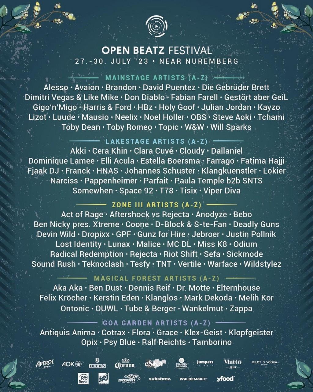 Lineup Poster Open Beatz Festival 2023