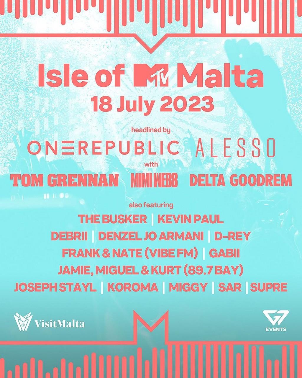 Lineup Poster Isle of MTV Malta Festival 2023