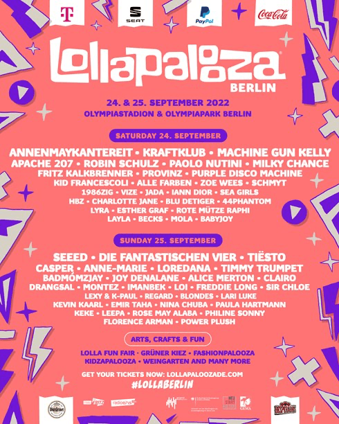 Lineup Poster Lollapalooza Berlin 2022