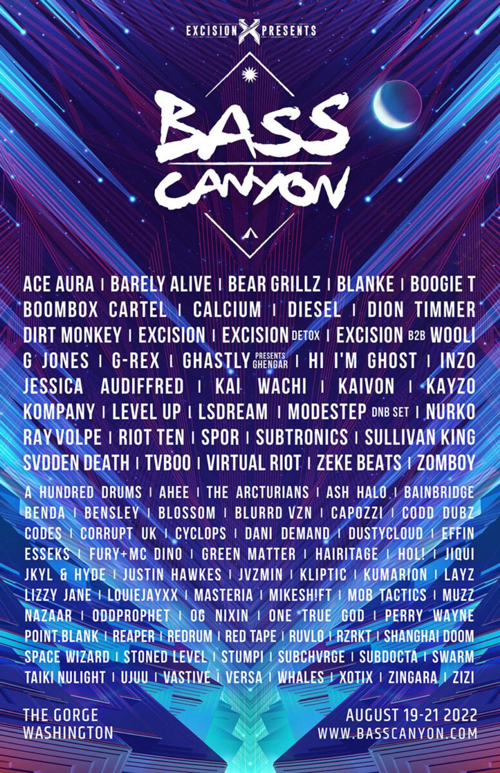 Lineup Poster Bass Canyon 2022