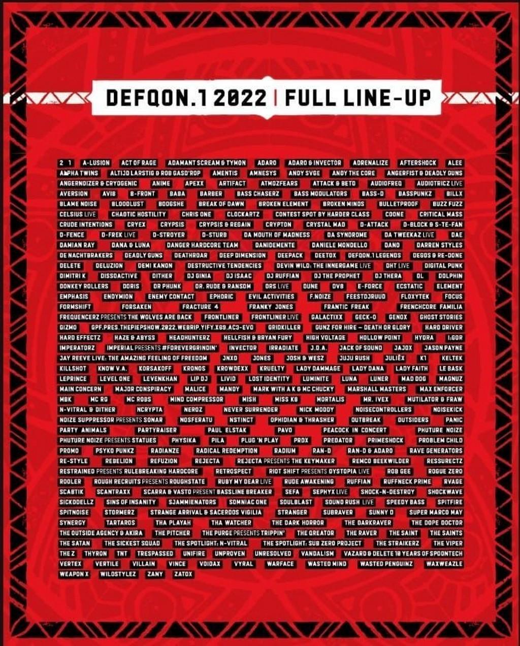 Lineup Poster Defqon.1 2022
