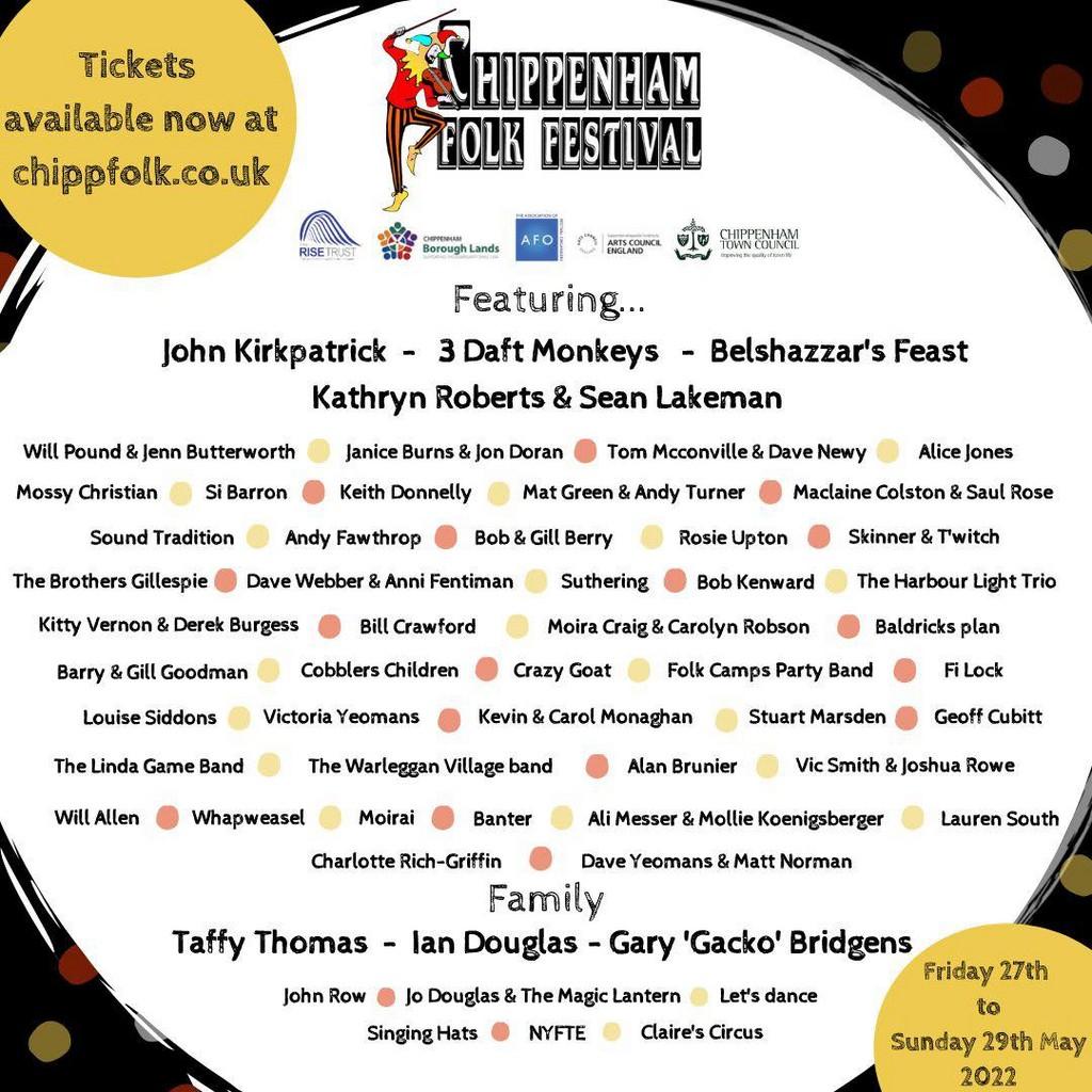Lineup Poster Chippenham Folk Festival 2022