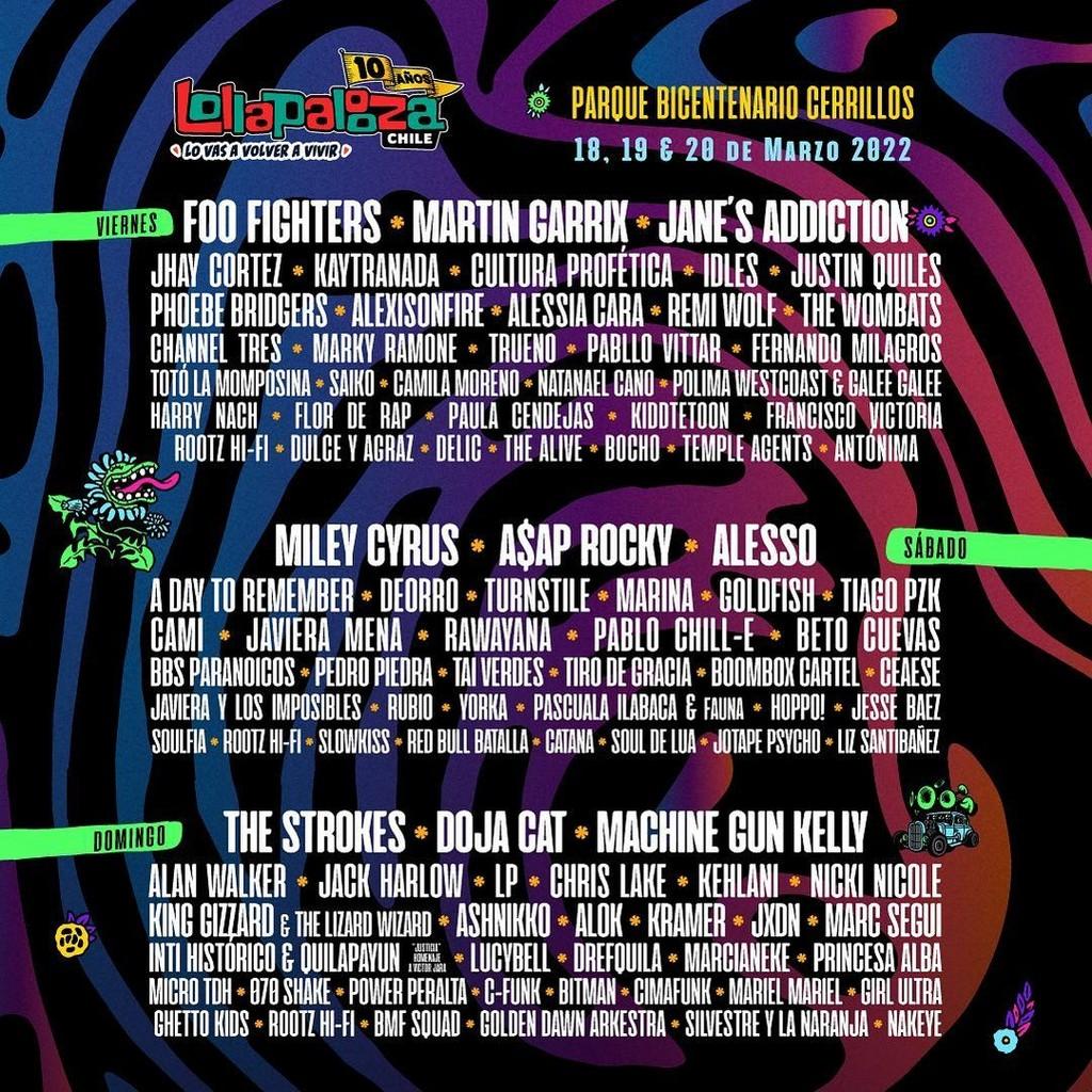 Lineup Poster Lollapalooza Chile 2022