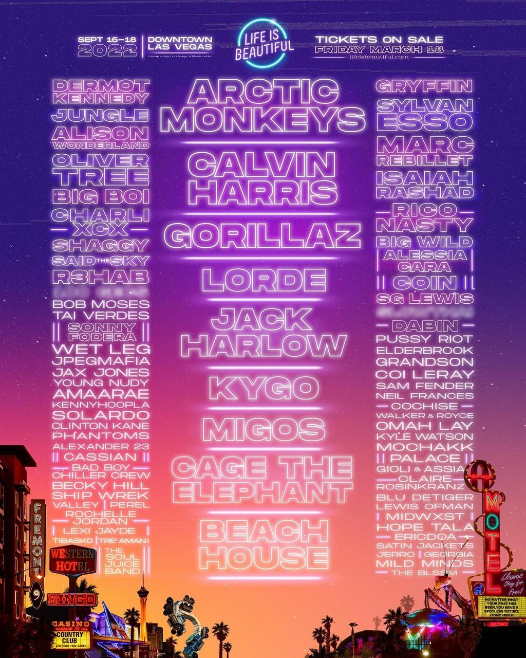 Lineup Poster Life Is Beautiful Festival 2022