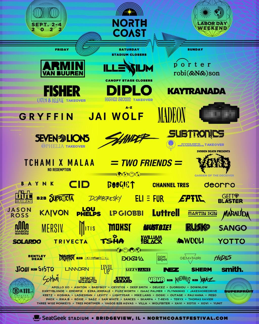Lineup Poster North Coast Music Festival 2022