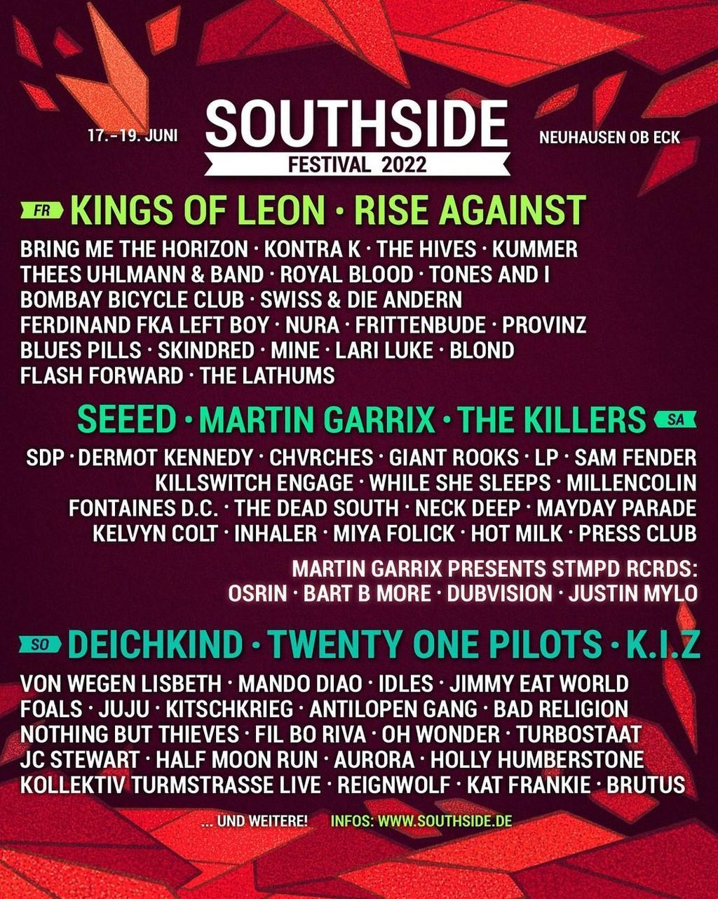 Lineup Poster Southside Festival 2022