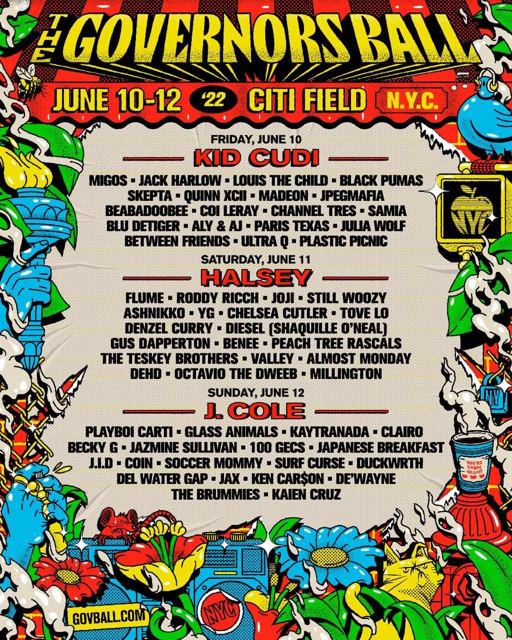Lineup Poster The Governors Ball 2022
