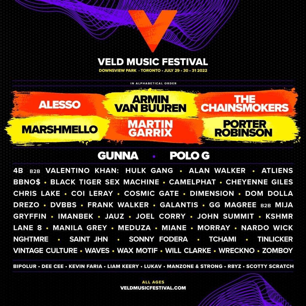 Lineup Poster Veld Music Festival 2022