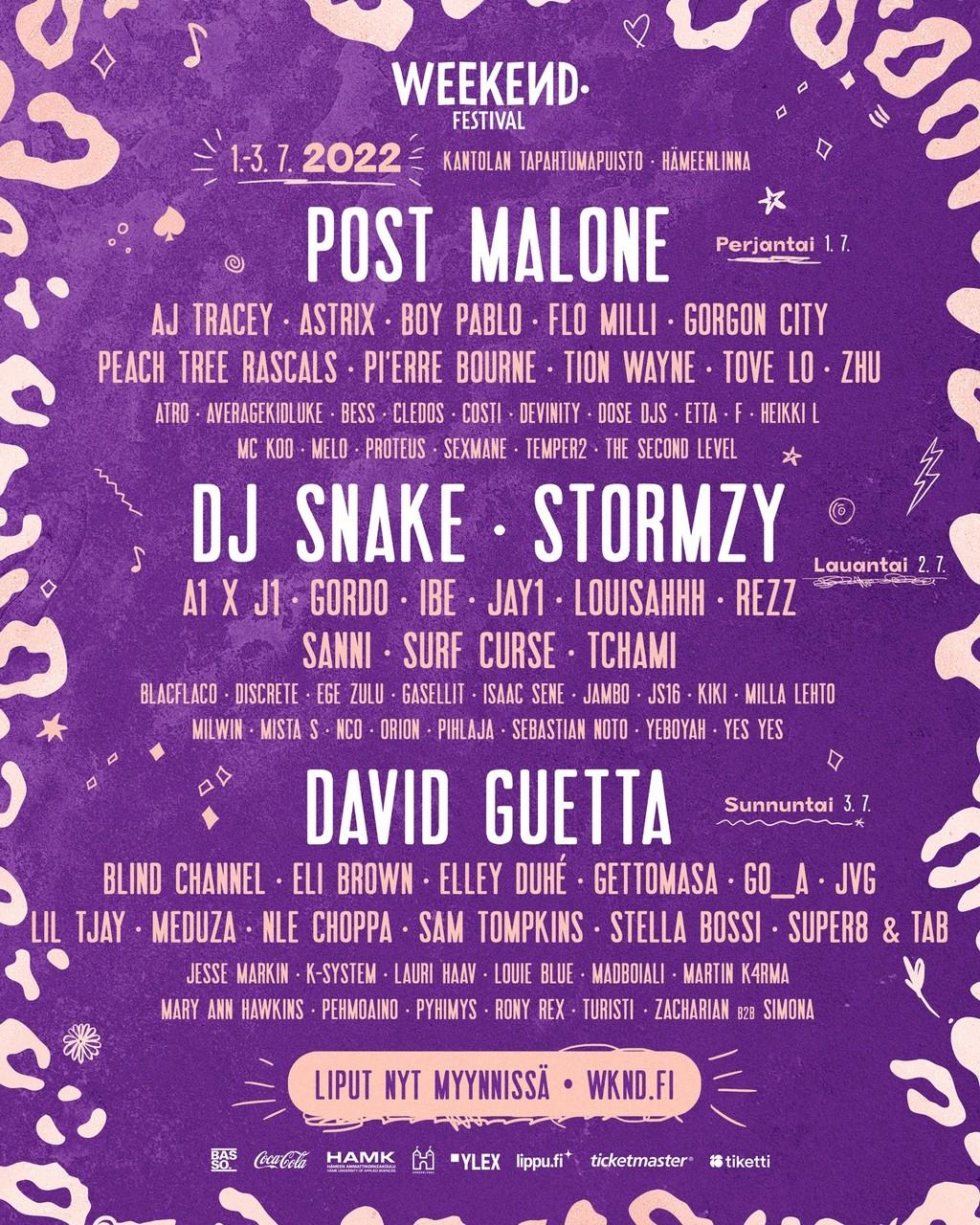 Lineup Poster Weekend Festival 2022