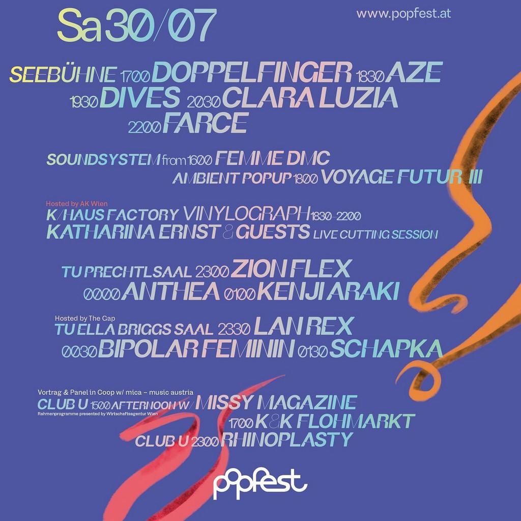Lineup Poster The Popfest Wien 2022