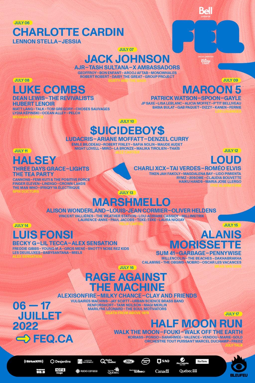 Lineup Poster Festival d'été de Québec 2022