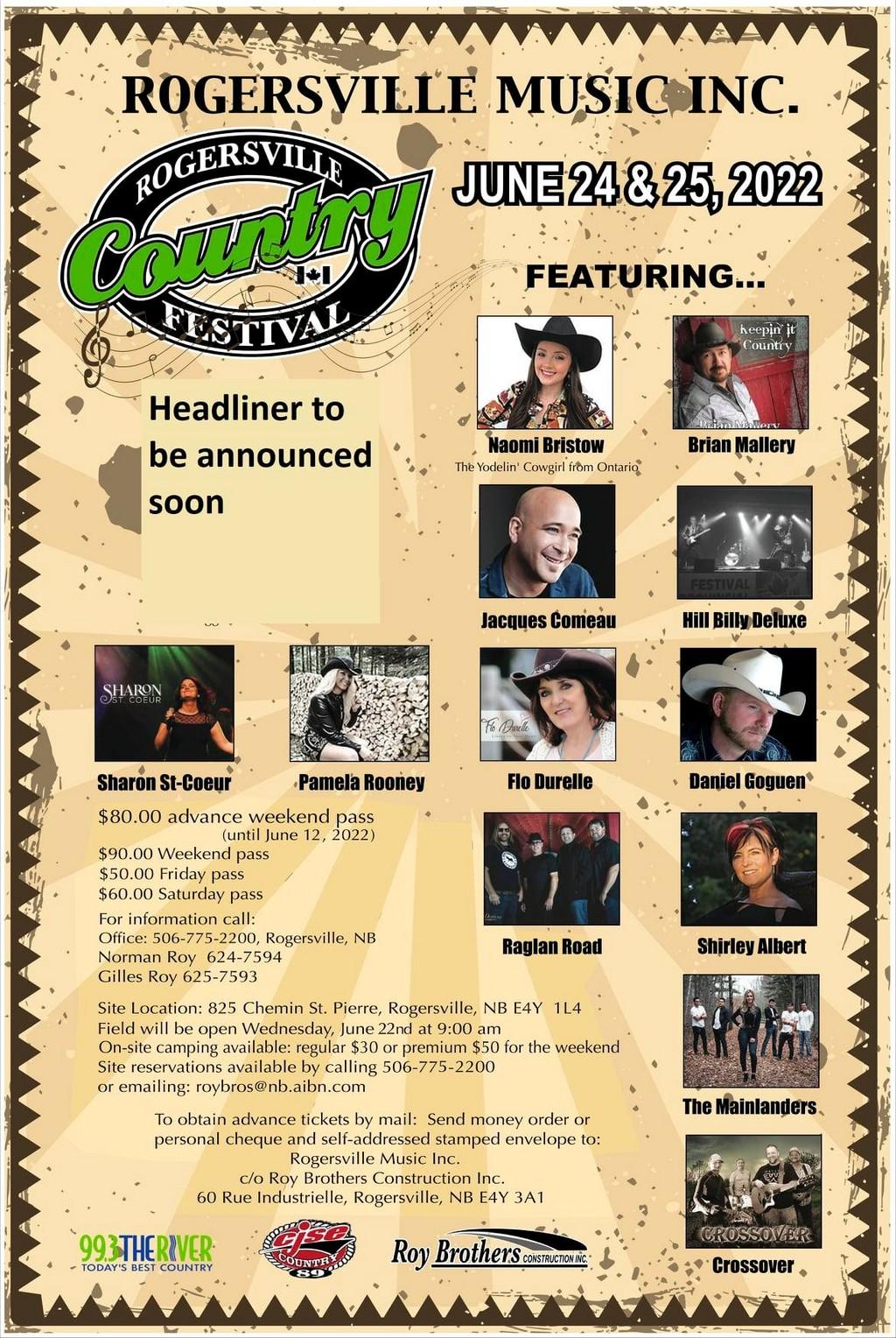 Lineup Poster Rogersville Country Festival 2022