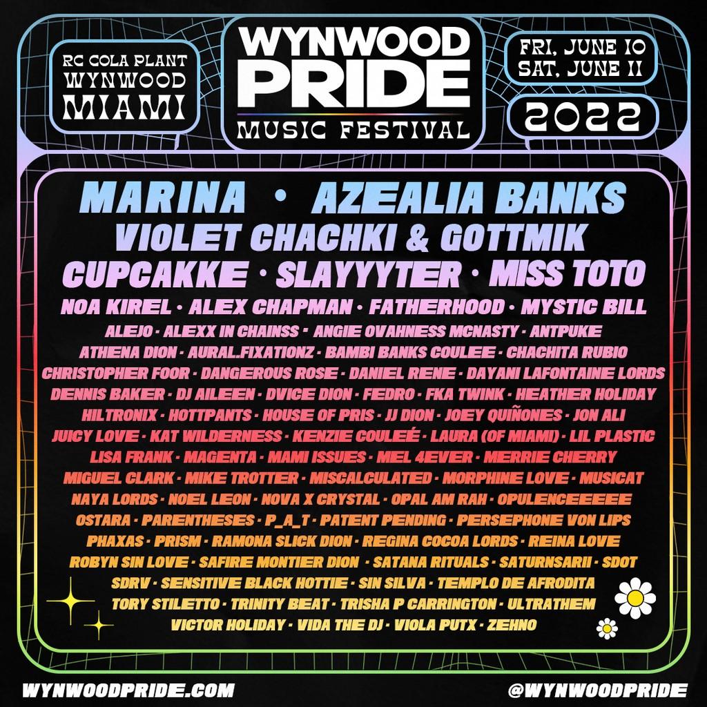 Lineup Poster Wynwood Pride Music Festival 2022