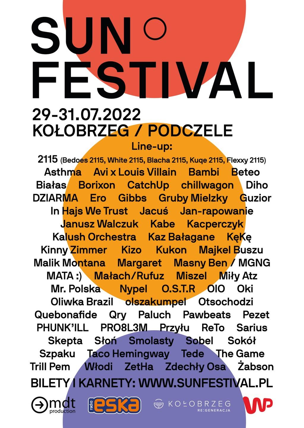Lineup Poster Sun Festival 2022